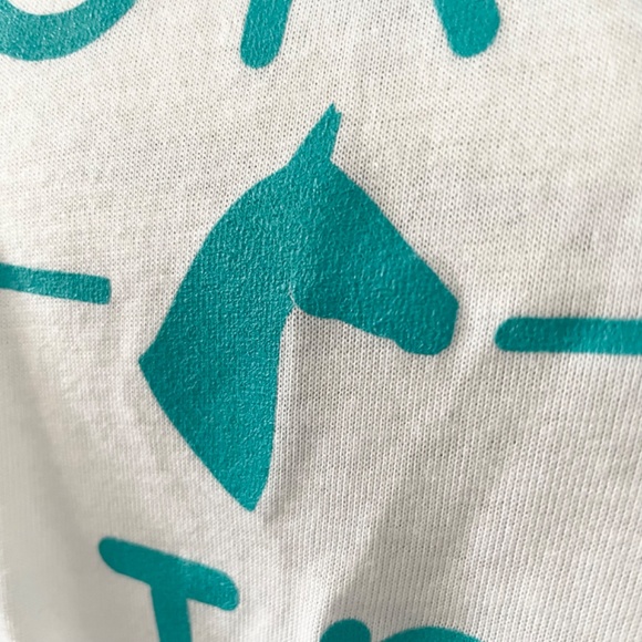 Horse Girl teal and white twist tie front soft t shirt short sleeve tee - Picture 3 of 7